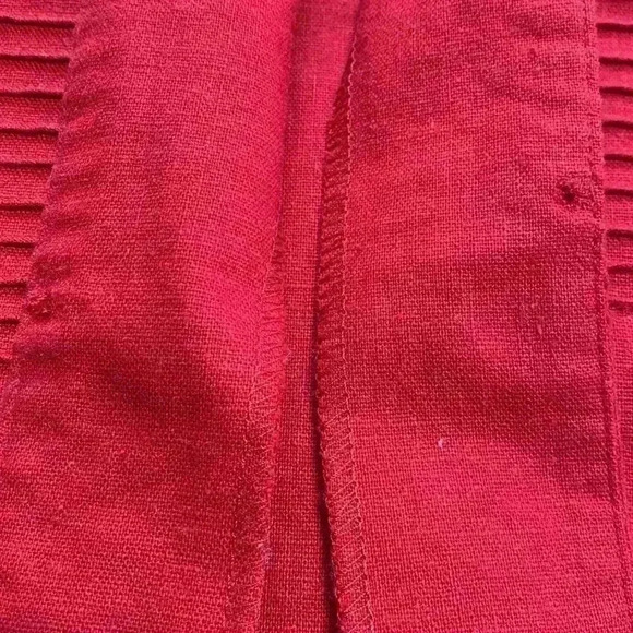 Mosaic Linen Blend Plus Size 14 Red Short Open Front Jacket with Short Sleeves. - Picture 8 of 8